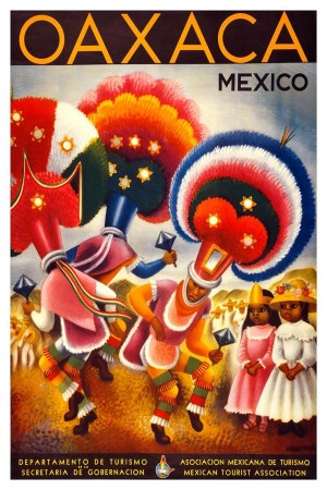 Oaxaca Mexico vintage travel poster